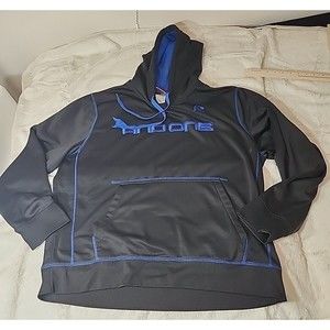 AND1 Basketball Hoodie Sweatshirt Big Logo‎ Pullover Long Sleeves Blue Mens 2X
